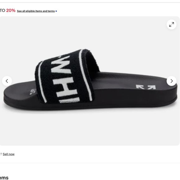 Off-White Embroidered Towel Slides in Black sz 9 US main image 6